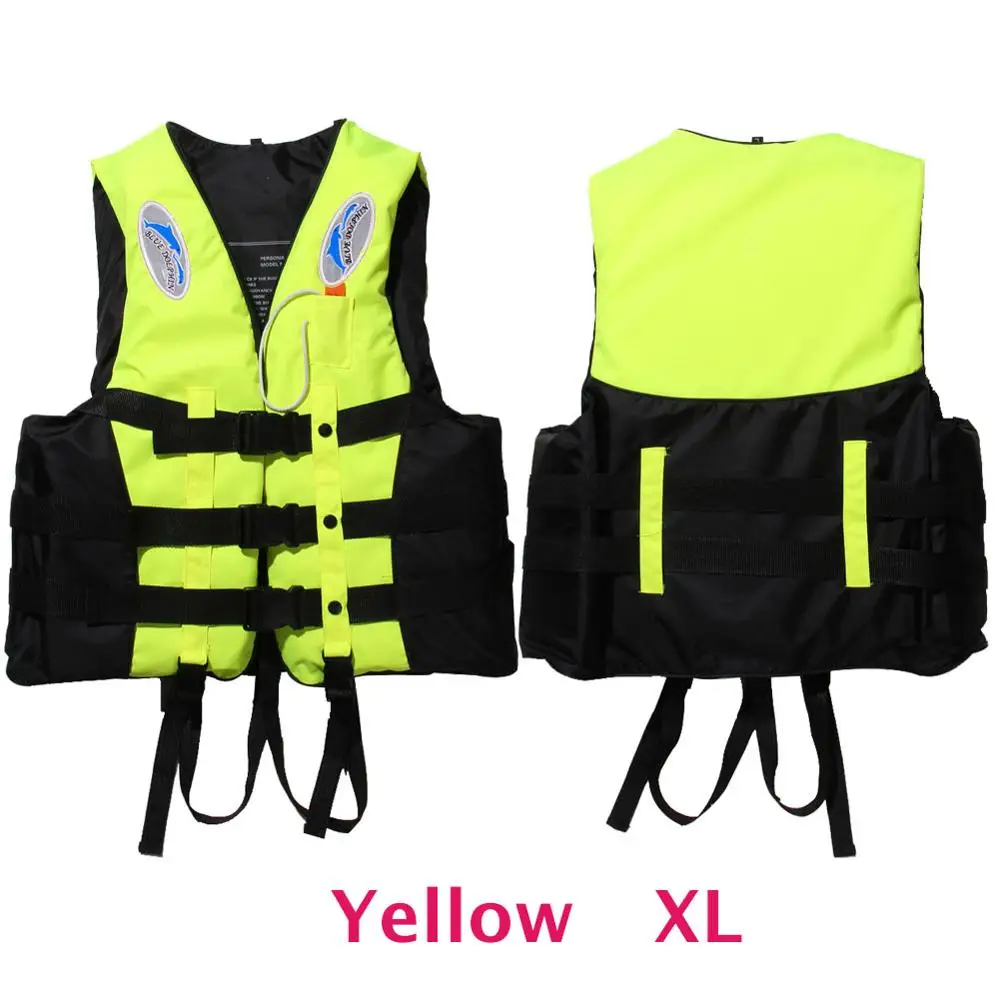 Взрослый спасательный жилет купальники спасательные жилеты куртки со свистком для водных видов спорта мужская куртка для плавания на лодках дрейфующий пиджак - Цвет: Yellow XL