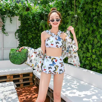 

Swimsuit For Girls Tankini Swimsuits Women Female Separate Swimwear Bikinis 2019 Split Three Piece Fragrance Print Sexy High