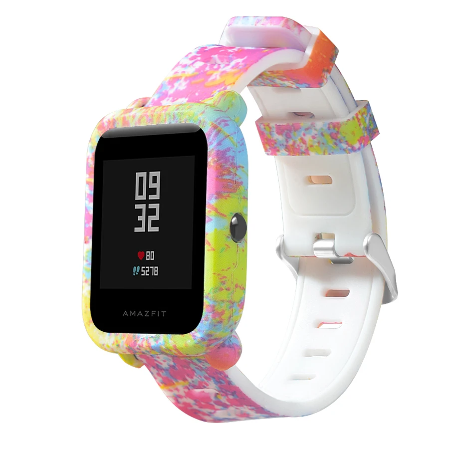 Для Amazfit ремешок Bip 20 мм ремешок для часов Камуфляжный силиконовый браслет для Xiaomi Huami Amazfit Bip Bit молодежный чехол Крышка Аксессуары