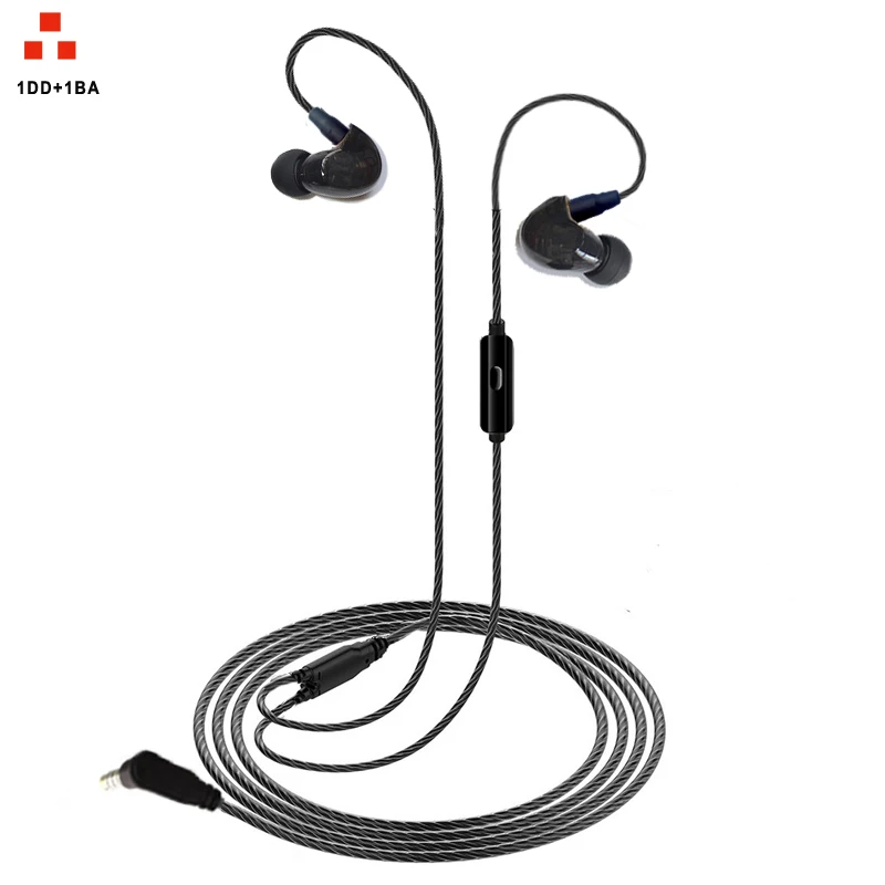 Наушники вкладыши Pizen PZ68 1DD 1BA Hybrid MMCX съемный кабель легкие bluetooth спортивные