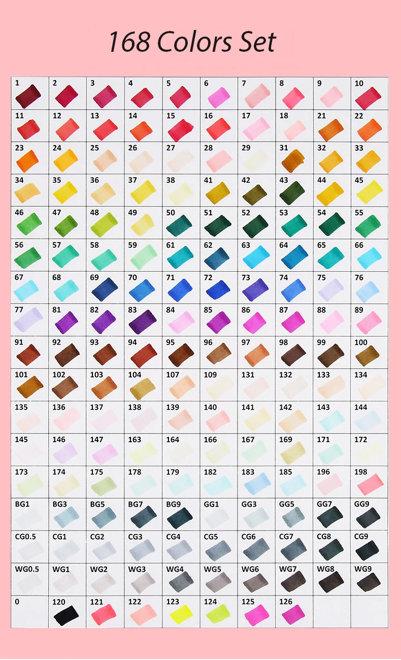 168 Color 168 цветов Touchmark маркеры для набросков и рисунков набор кистей двуглавый жирный спирт манга анимационный дизайн Рисование художественные принадлежности - Цвет: 168 Color