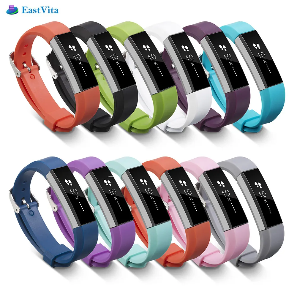 

EastVita TPE Wristband Strap Bracelet with Secure Faster High Quality Metal Clasps for Fit bit Alta Band Wrist Smartwatch r25