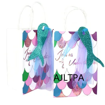 

100pcs/lot Little Mermaid Gift Bags Sweet Paper Candy Box Bags Mermaid Birthday Party Decorations Boxes Wedding Gift Bag CT0106