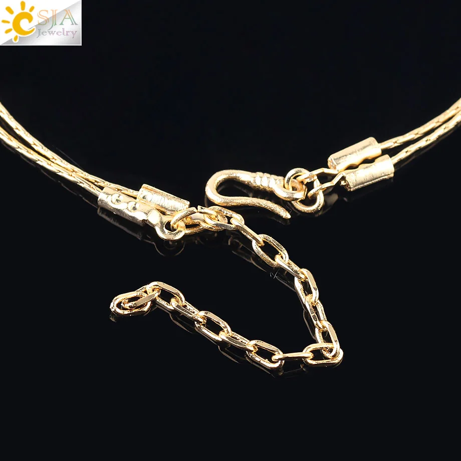 CSJA Multicolor Miyuki Bracelets for Women 2-layer Cute Mini Delica Beads Bracelet Jewelry Adjustable Gold Color Link Chain S187