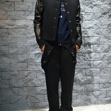 Новое поступление, женское модное короткое пальто из натуральной овечьей кожи с шерстяным кашемиром в стиле пэчворк, черные Большие размеры xxl