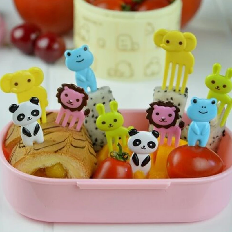 

10pcs/pack kawaii Animal Farm Fruit Fork Mini Cartoon Children Snack Cake Dessert Food Fruit Toothpick Bento Lunches Party Decor