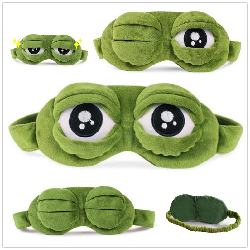 

3 Sad Frog Sleep Mask Rest Travel Relax Sleeping Aid Blindfold Ice Cover Eye Patch Sleeping Mask Case Anime Plush eye mas