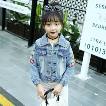 

2019 New Spring Autumn Children Girl Embroidery Denim Coat Baby Jeans Jacket Outerwear Baby Girl Clothes Kids Girls Jackets T124
