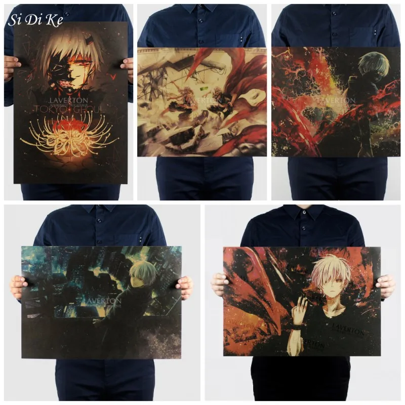 

Si Di Ke Japanese Anime Tokyo Ghoul Kaneki Ken Wall Poster Wall Decals Kraft Paper Poster Home Bar Wall Decorative Painting