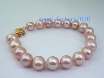 

NATURAL 9-10MM ROUND SOUTH SEA GENUINE pink PEARL BRACELET 14K GOLD CLASP 42%
