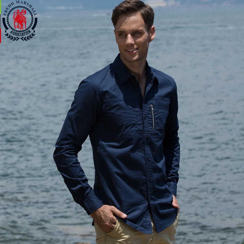 Long Sleeve Shirt Men Casual Shirt Fashion Military Multi-pocket