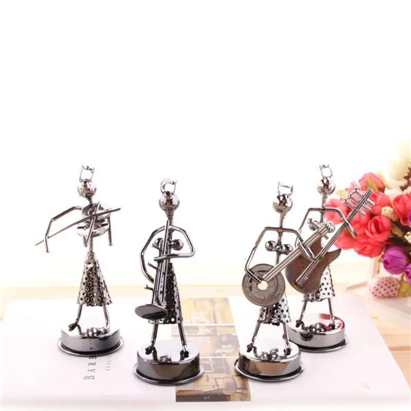 

1Pc Mini Iron Music Band Model Miniature Musicians Figurines Arts Craft Decorations Gift Random Deliver