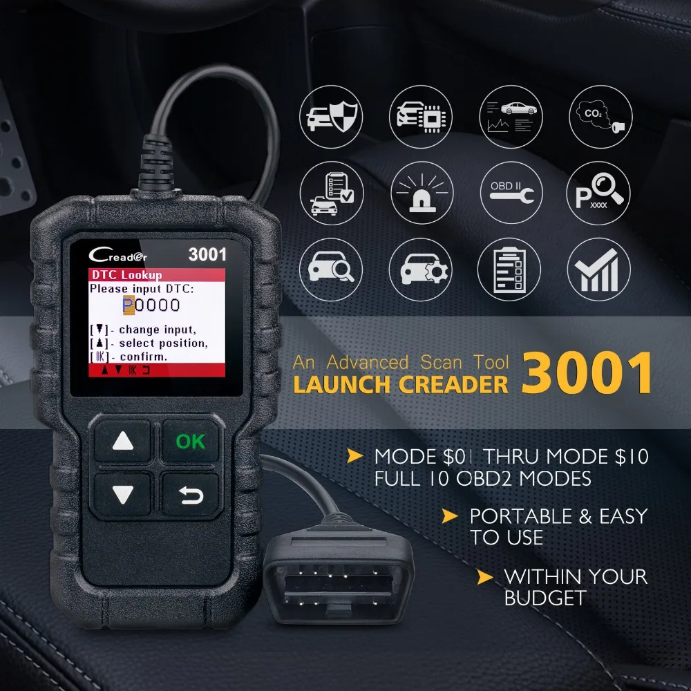Считыватель кодов LAUNCH X431 CR3001 OBD2 автомобильный считыватель с поддержкой Full OBDII/EOBD