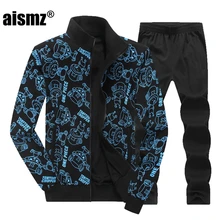 Aismz высокое качество Повседневное комплект из 2 частей мужские Демисезонный толстовки+ брюки плюс Размеры 8XL спортивные костюмы человек