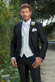 

Brand New Groom Tuxedos Shinny Black Tuxedos For Best Man/ Bridegroom Wedding Party Dress 2020 New Design(Jacket+Pants+Tie+Vest)