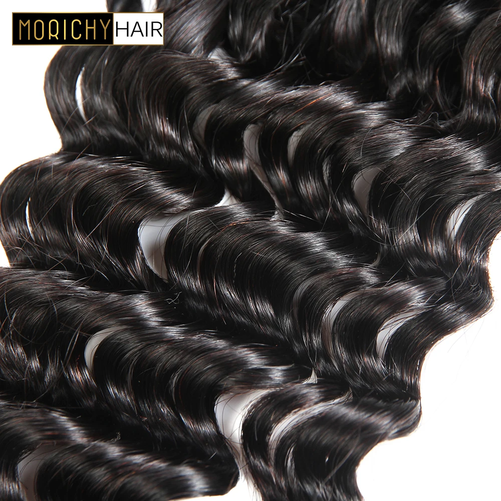 MORICHY Hair Brazilian Deep Wave Lace Frontal 13*4 Ear to Ear Free Part Lace Frontal Closure 100% Remy Human Hair Natural Color