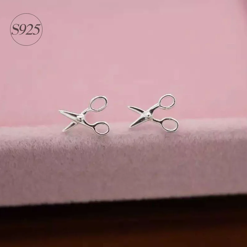 Женские маленькие серьги ножницы из стерлингового серебра 925 пробы|scissor earrings|earrings