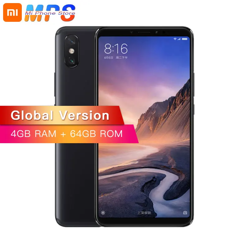

Global Version Xiaomi Mi Max 3 4GB 64GB Mi Max 3 B4 B20 telephone Snapdragon 636 Octa Core 6.9" Full Screen 5500mAh