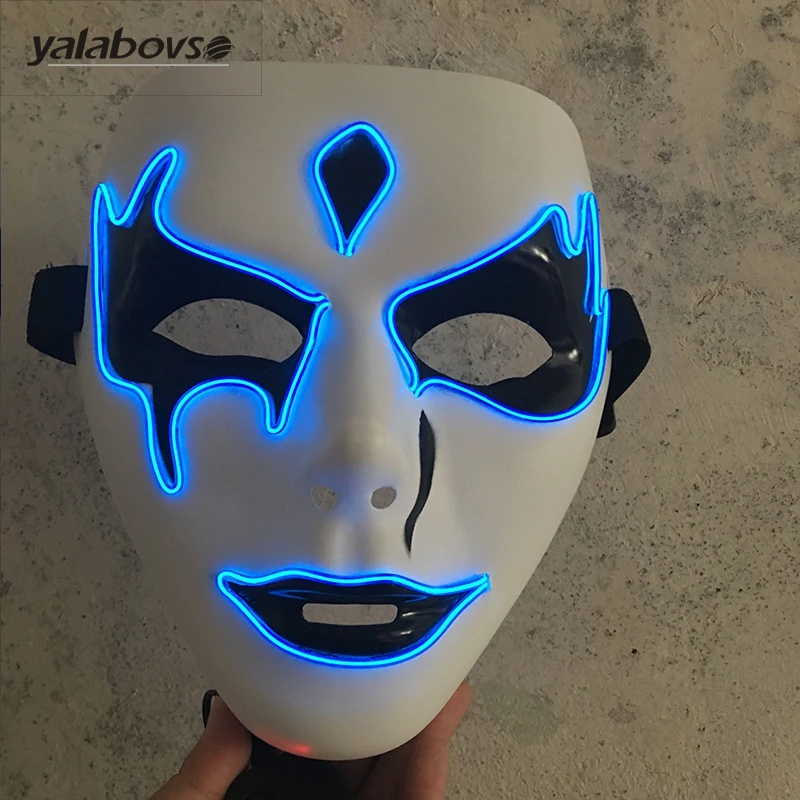 

yalaobovso 2017 Top grade PVC EL wired Masks Hip Hop Dancing EL Cosplay Masks Luminous MASKS Halloween Flashing Cool Clown Mask