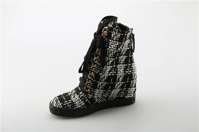 Zapatillas deportivas mujer 럭셔리 여성 캐주얼 신발 모피 발목 부츠 높은 탑 플랫폼 숙녀 숨겨진 웨지 신발 botas feminina