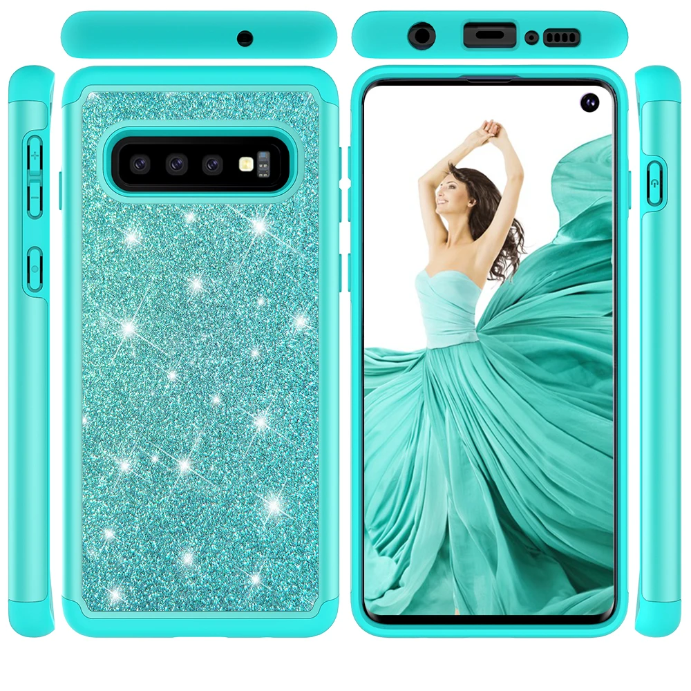 20 шт./партия блестящая кожа PC+ силиконовый защитный чехол для Samsung S8 S8 plus S9 S9 plus S10 S10 lite S10 plus жесткий чехол