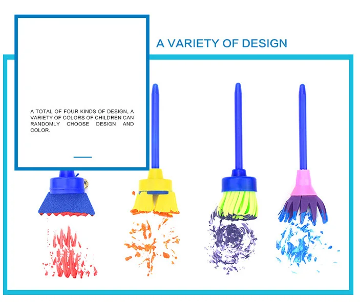 4 шт DIY цветок Краска рисунок губки, щетки поворачивать, вращать Дети Губка Искусство граффити нарисованная кистью инструмент развивающие игрушки
