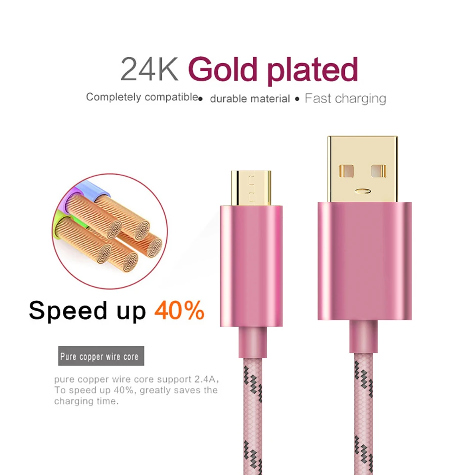 QGeeM Micro USB кабель для передачи данных для samsung Xiaomi hua wei Tablet Android usb зарядный шнур 1 м 2 м Micro usb