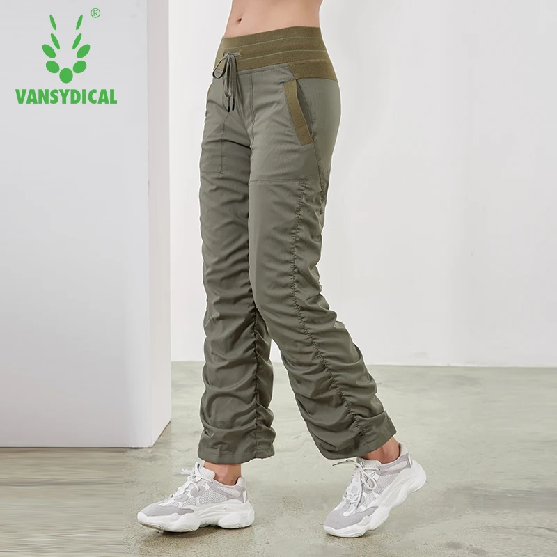 Vansydical спортивные штаны для бега, йоги, женские тонкие складывающиеся спортивные штаны для тренажерного зала, Осень зима, штаны для занятий фитнесом на открытом воздухе|Беговые штаны|   | АлиЭкспресс