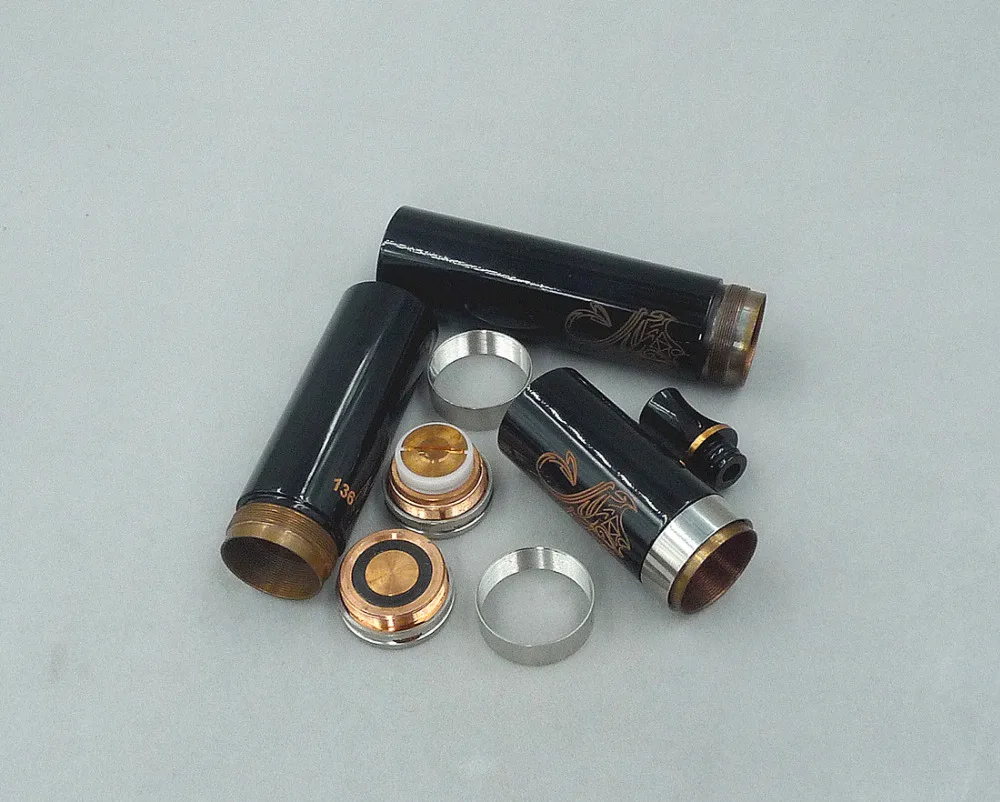 Kaufen Stingray Kupfer Schwarz Mechanische Mech Mod Vape Kit 3 Rohre 18650 Batterie Körper 510 gewinde für RDA Zerstäuber