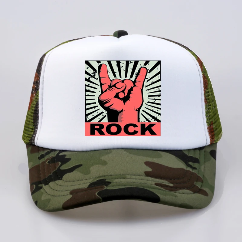 

summer Men Women Baseball Caps Fashion rock cap Letters Cool Baseball Mesh Net Trucker Cap Dad Hat