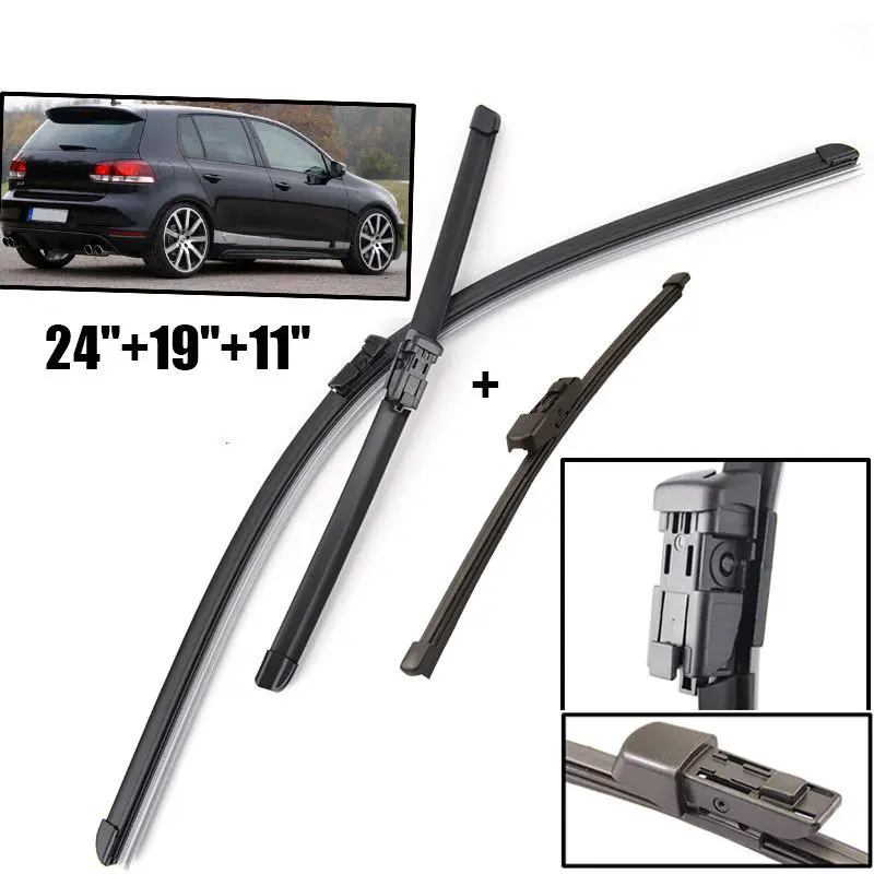 Front Rear Windshield Wiper Blades Set Fit For VW Golf MK6 Hatchback