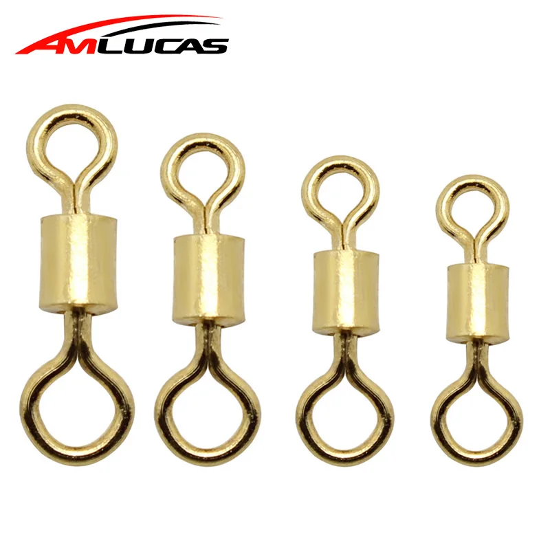 

Amlucas 50pcs Fishing Swivels Ball Bearing Swivel with Safety Snap Solid Rings Rolling Swivel for Carp Fishing Accessories WW299