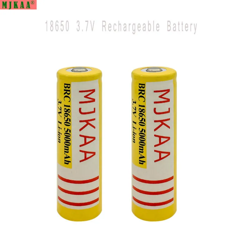 2 шт. 5000 абсолютно BRC18650 18650 mAh 3,7 V желтый аккумулятор литий-ионный аккумулятор