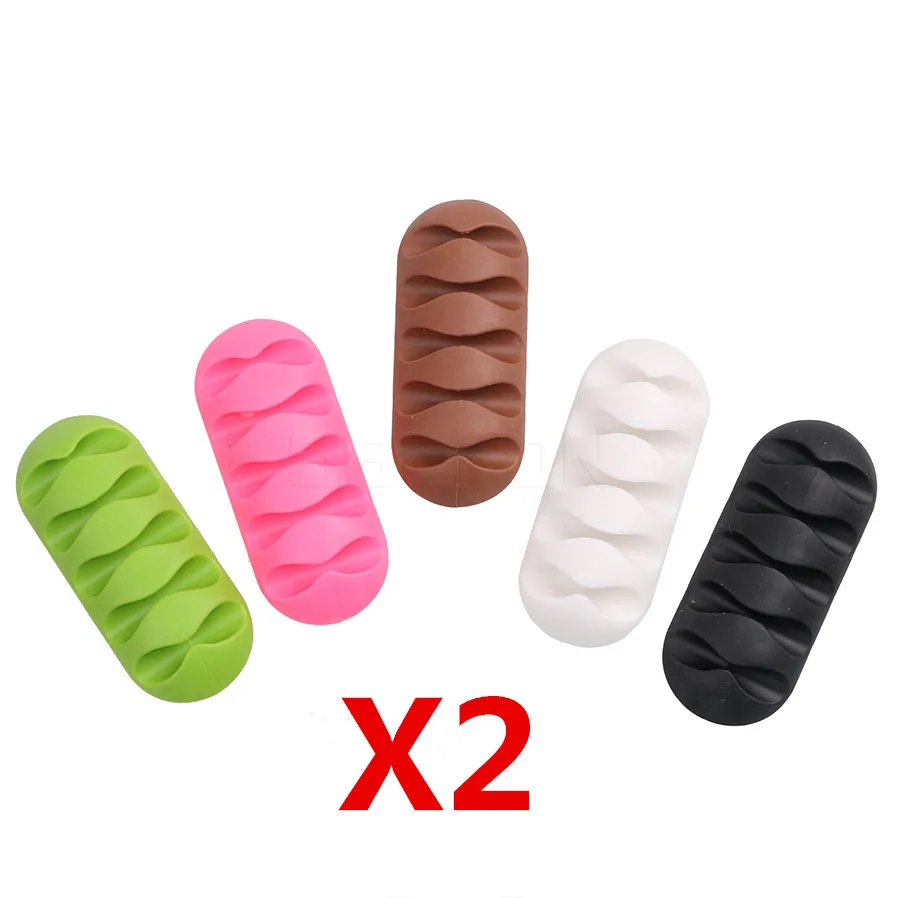 

2PCS Cable Winder Earphone Desktop Cable Organizer Wire Storage Silicon Charger Cable Multipurpose Desktop phone Cable Winder