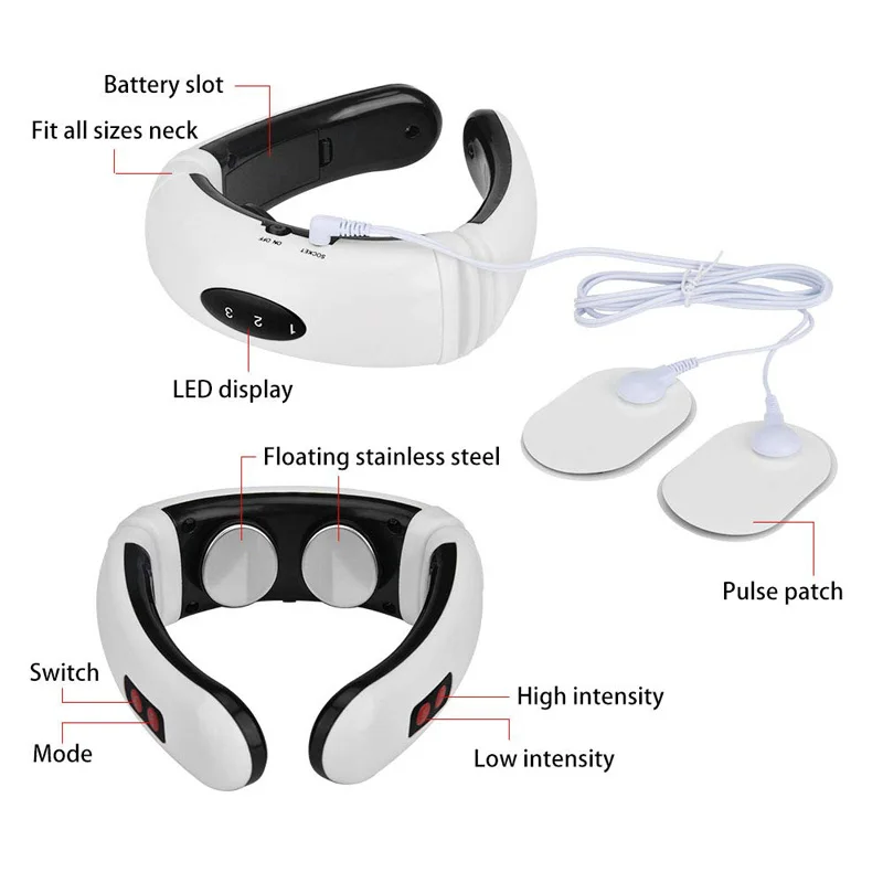 Electric Pulse Back and Neck Massager Far Infrared Heating Pain Relief Health Care Relaxation Tool Intelligent Cervical Massager