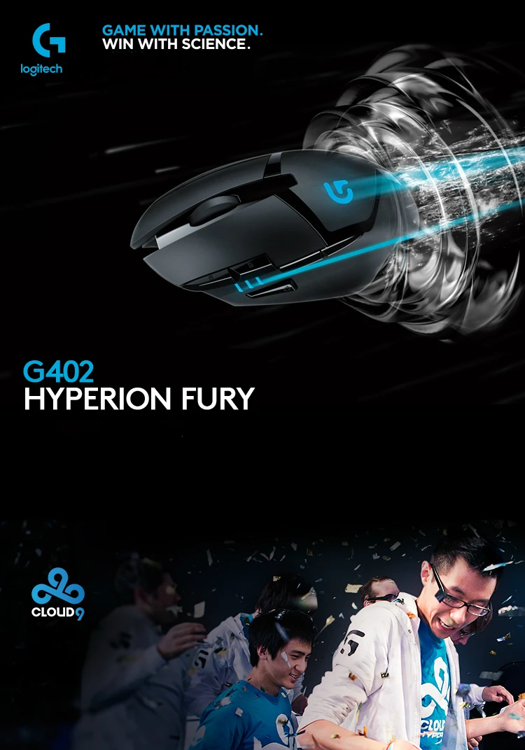 Игровая мышь logitech G402 Hyperion Fury FPS с оптическим 4000 dpi высокоскоростным двигателем Fusion