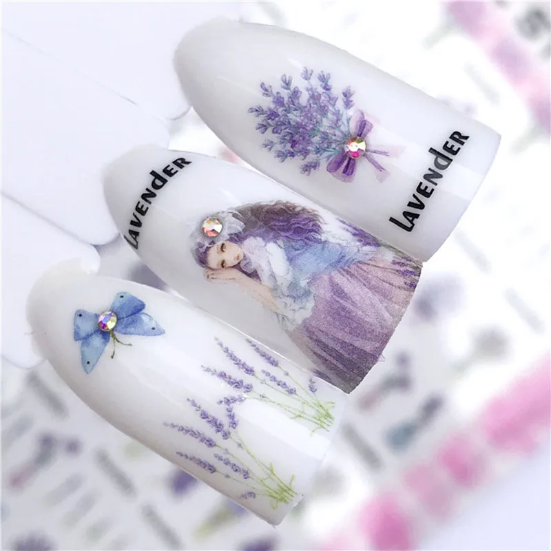 

Nail art Water Sticker 3D ultra-thin adhesive new unicorn transparent flower nail sticker supplies decoration Water Sticker