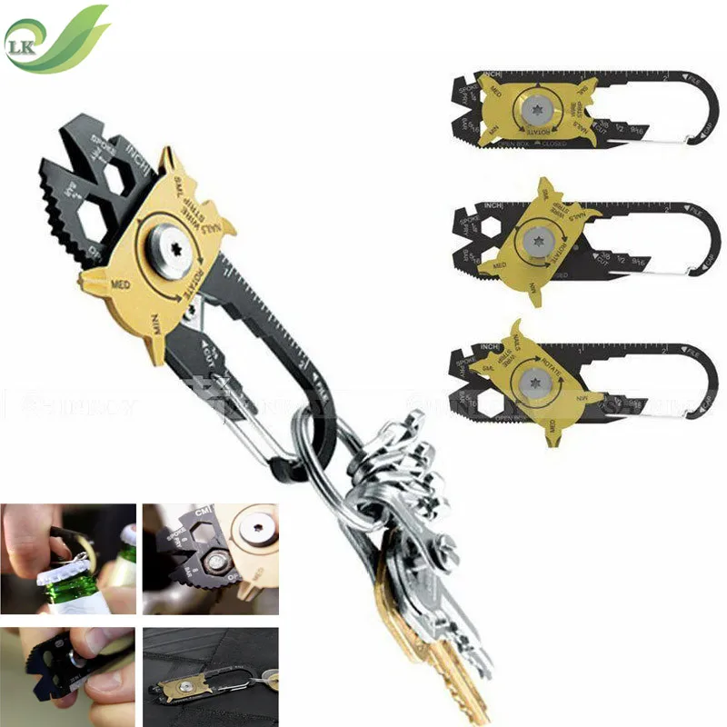 

Outdoor survival equipment 20 in 1 stainless steel wrench screwdriver EDC portable gadget multi-function key hang buckle