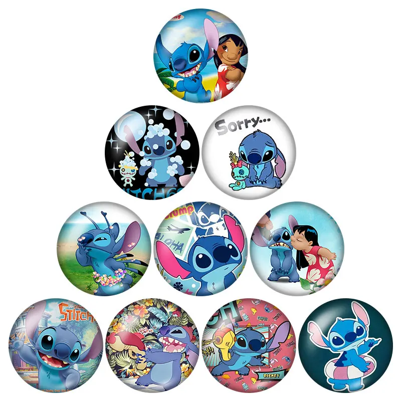 

Beauty Cartoon Stich Ninjia tortoise 10pcs 12mm/16mm/18mm/25mm Round photo glass cabochon demo flat back Making findings ZB0499