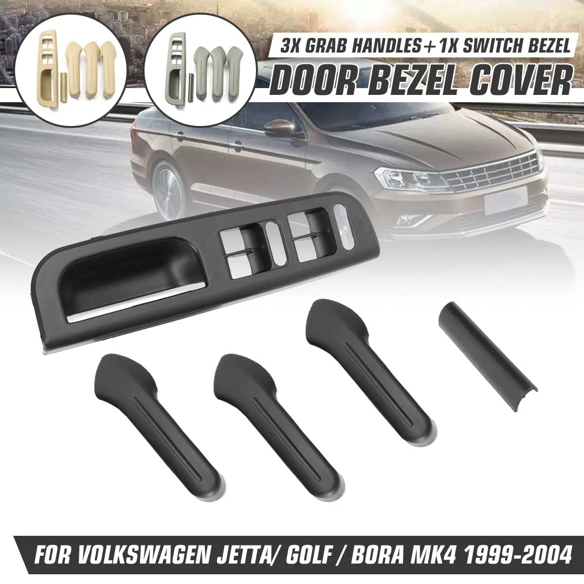 LHD Interior Door Grab Handle Cover Switch Bezel Set For VW Jetta Golf