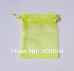 500 шт./лот желтый Цвет ювелирные изделия Упаковка Drawable органза сумки 7x9 см, свадебный подарок сумки и чехлы