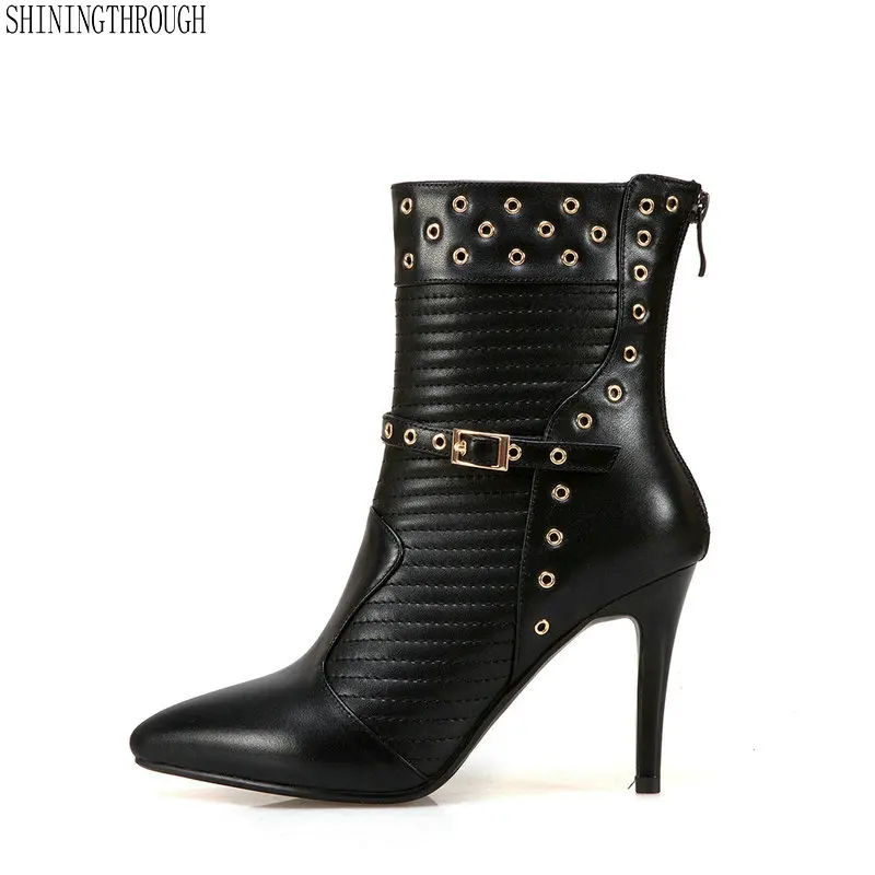 

New women high heels boots woman genuine leather autumn winter party ladies ankle boots dress shoes woman big size 41 42 43