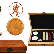 Пользовательские Винтаж розами Воск уплотнительное штамп латунь павлин металлической ручкой Щупы для мангала плавления ложка деревянной подарочной коробке комплект роскошные