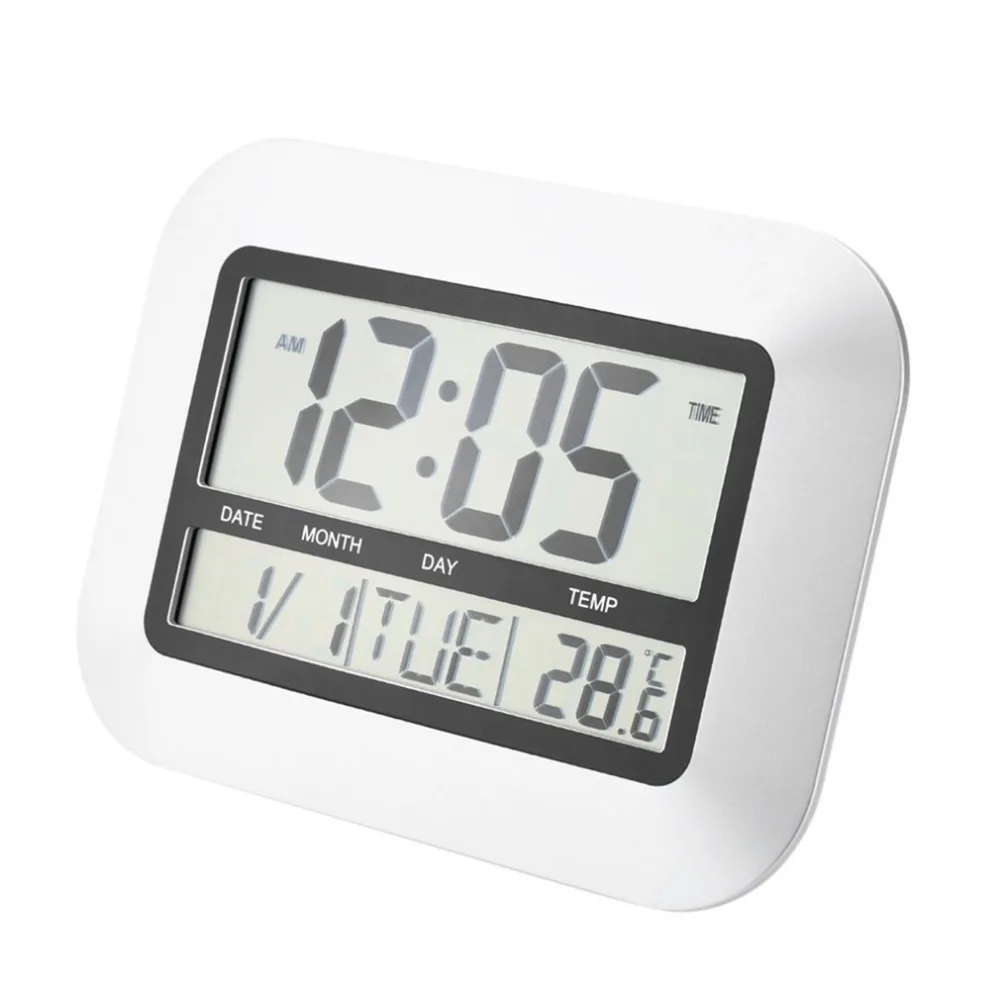 

High Accuracy Self Setting Digital Home Office Decor Wall Clock With Indoor Temperature LCD Digital Temperature Meter TS-H128Y