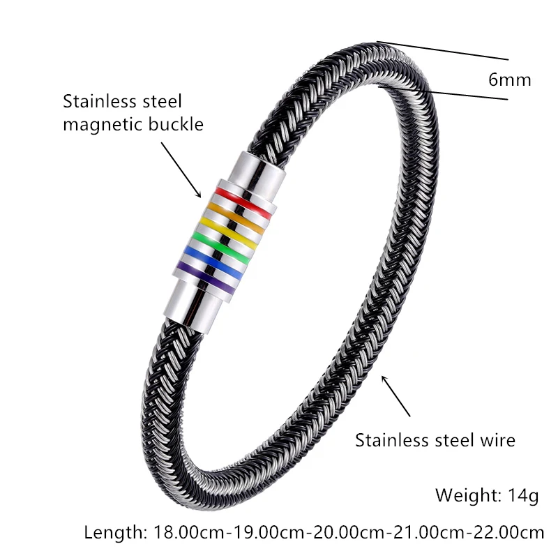 Уникальный дизайн черный/белый натуральная кожа Плетеный браслет Для мужчин нержавеющая сталь, геи Радуга магнитный браслет с шармами Для женщин подарок