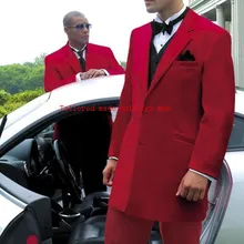 Костюм homme красный костюм жениха с двумя пуговицами смокинги BestMan для шафера на выпускной Костюмы мужские свадебные костюмы(пиджак+ брюки+ жилет+ галстук