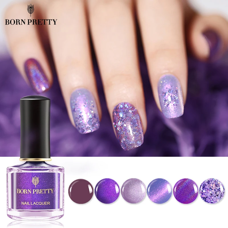 BORN PRETTY фиолетовая серия лак для ногтей 6 мл Holo Shimmer Лак чистый цвет блеск | Красота