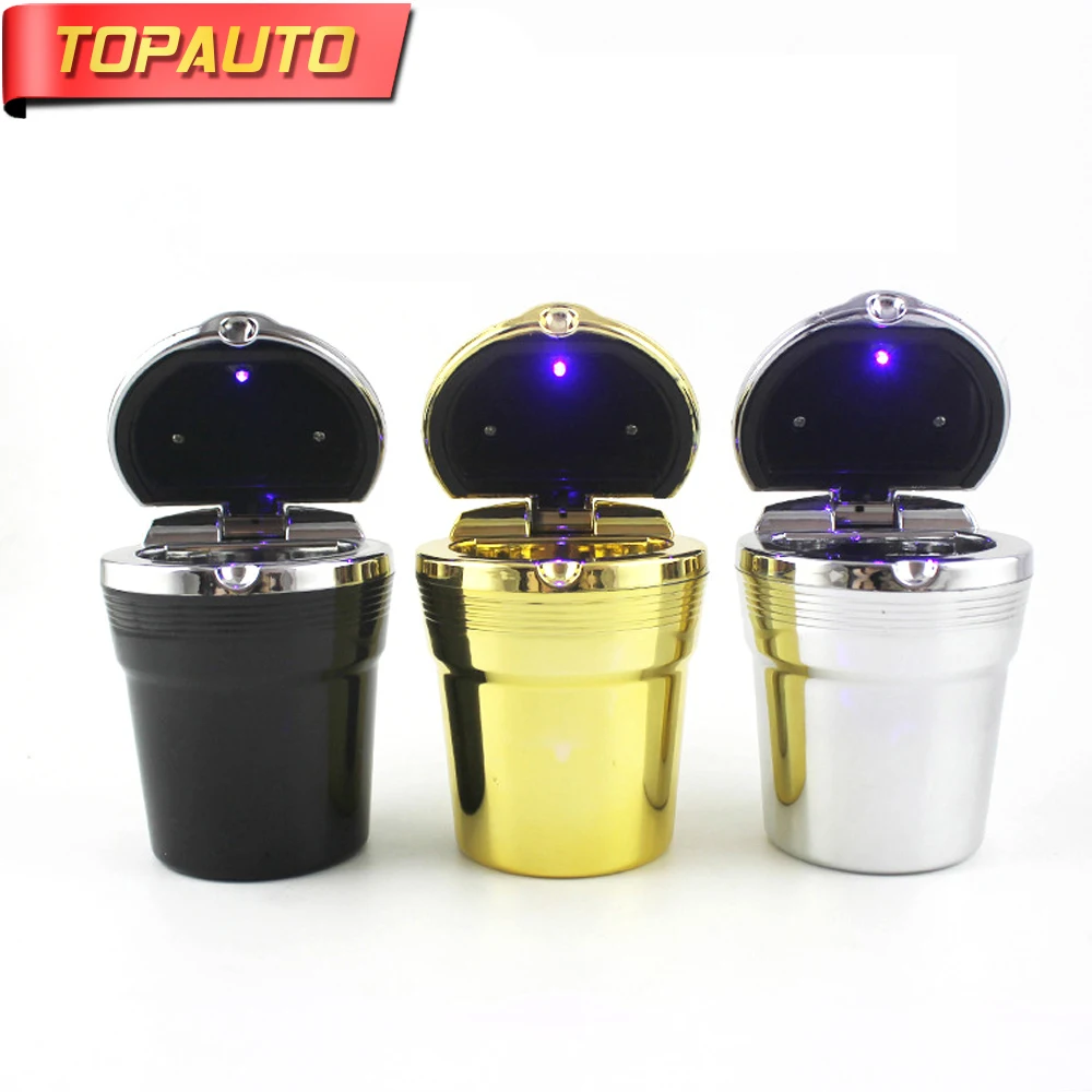 TopAuto Car LED Blue Light Ashtray Auto Cigarette Holder Cup Fashion LED Car Ashtray Portable Car