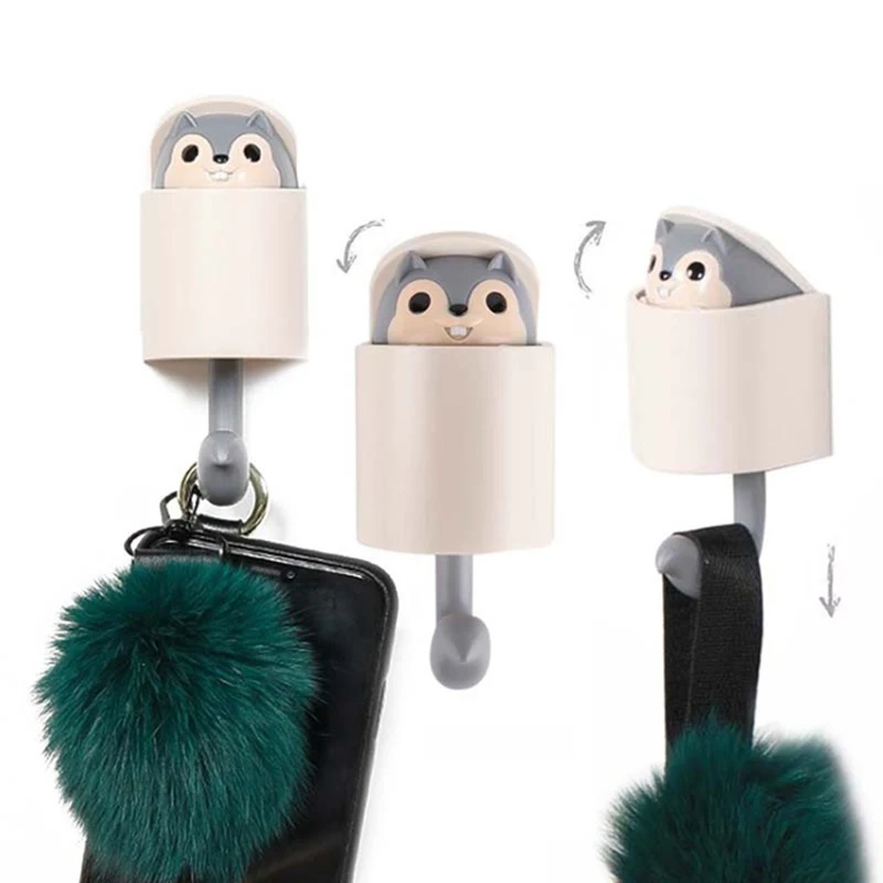 

1PC Wall Hook Key Holder Creativity Outstretch Squirrel Hook Wall Home Decoration Kitchen Hook Bathroom Accessories Coat Hanger