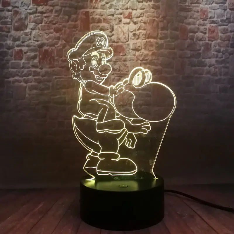 Светильник 3D ночной Светильник СВЕТОДИОДНЫЙ 7 цветов меняющийся светильник Super Mario Bros аниме фигурки героев